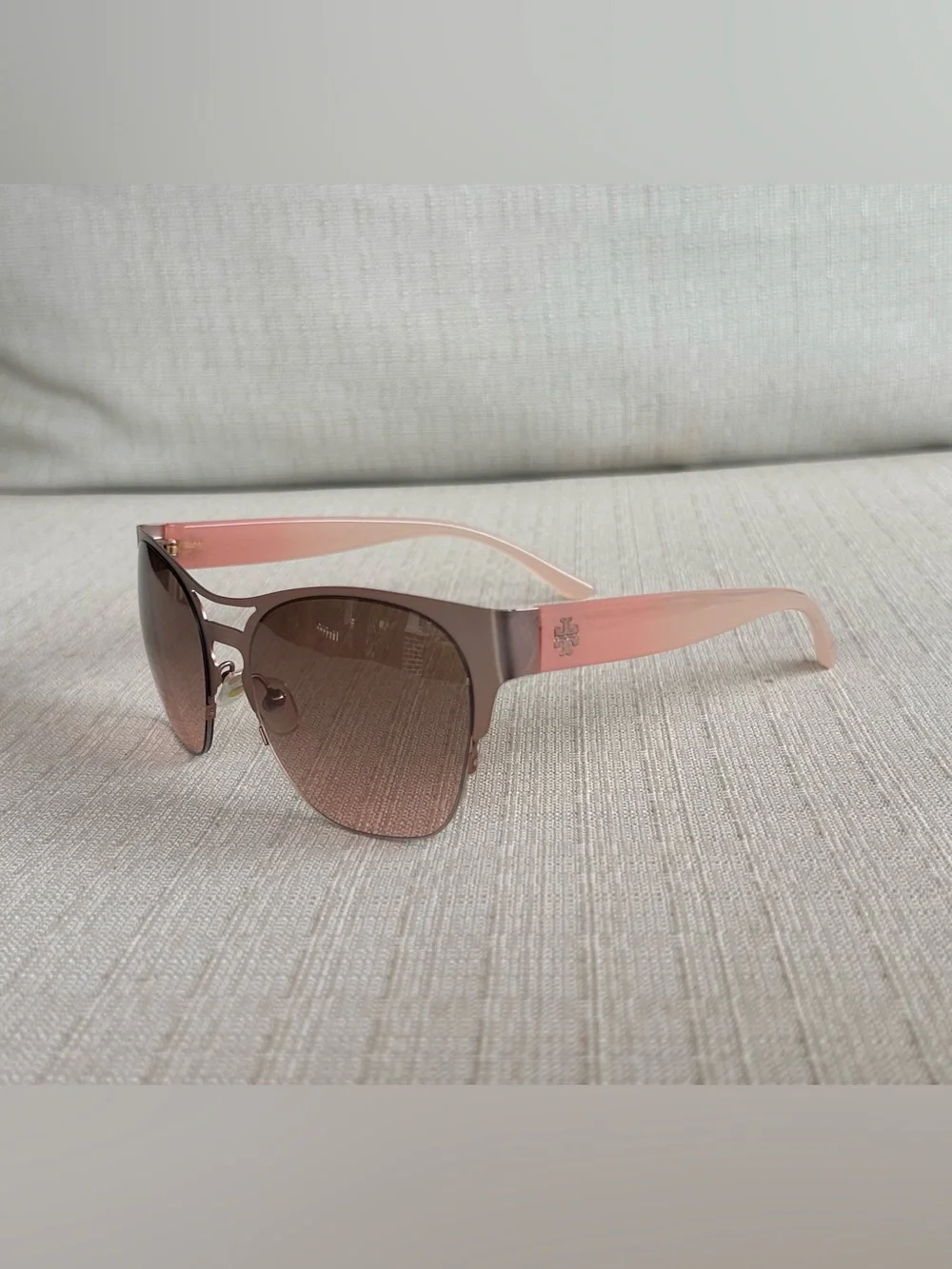 Tory Burch Rose Gold Frame Sunglasses with Brown Gradient Lenses
